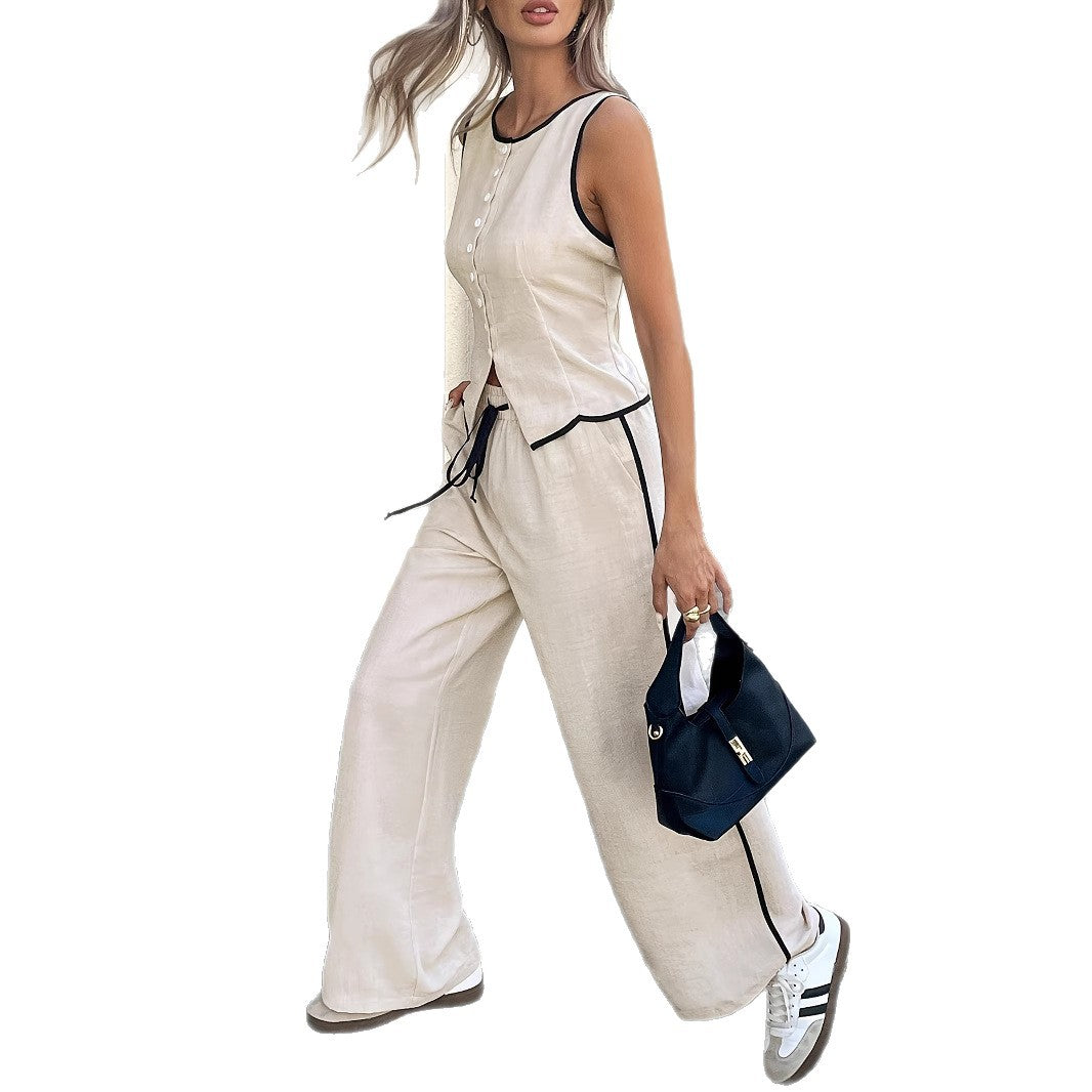 Vest and drawstring pants set