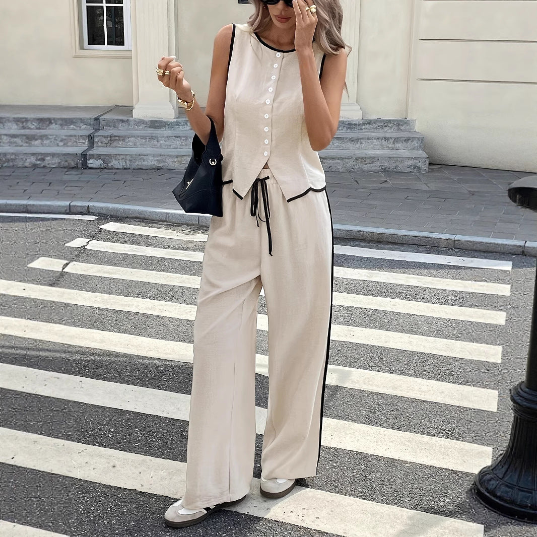 Vest and drawstring pants set
